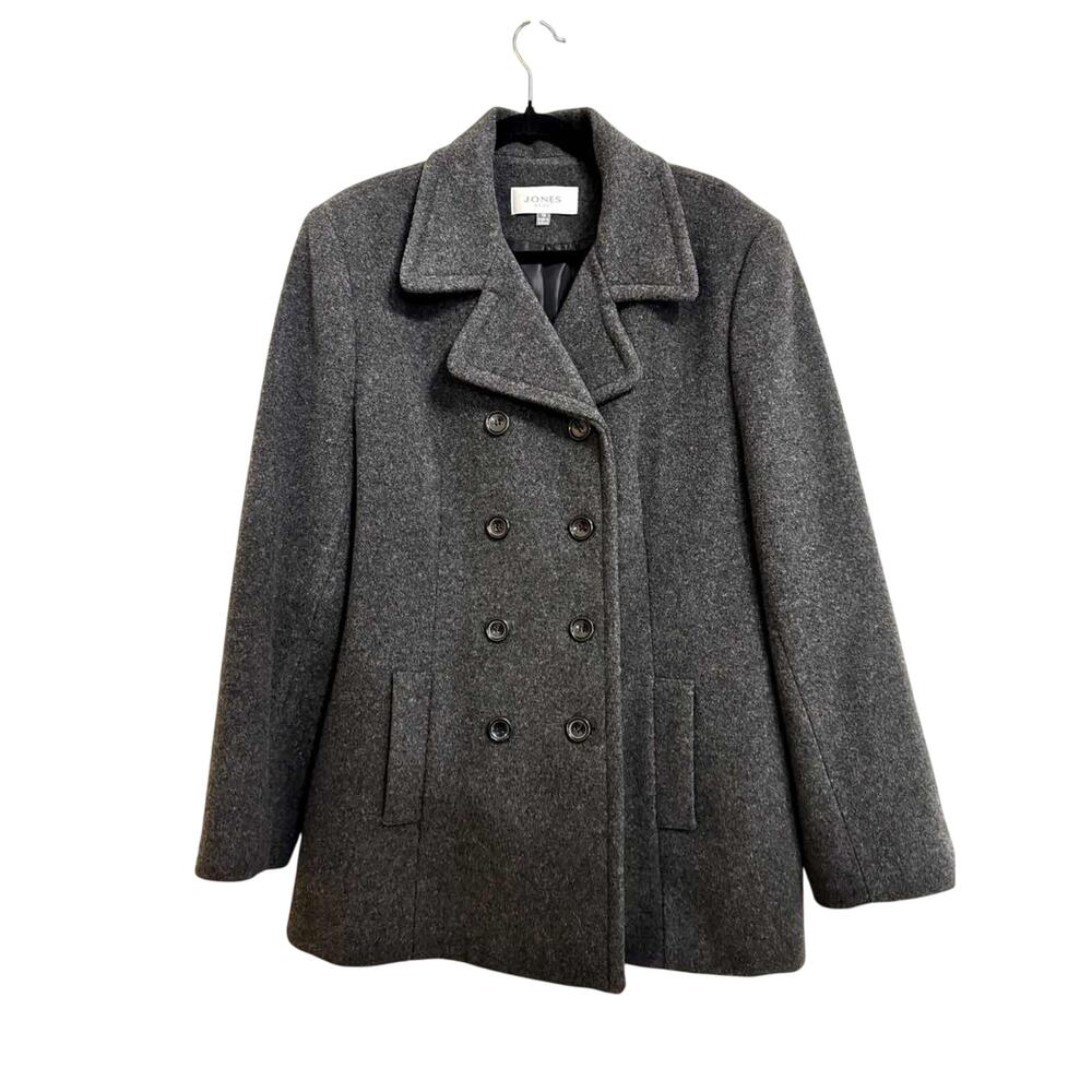 Jones Sport Pea Coat 16 Charcoal Grey Wool Cashmere Double Breasted Jacket